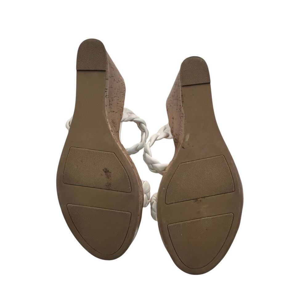 LC Lauren Conrad Women's Braided Strap Idelle 2 Wedge Sandals White Tan Size 8 - Picture 5 of 5